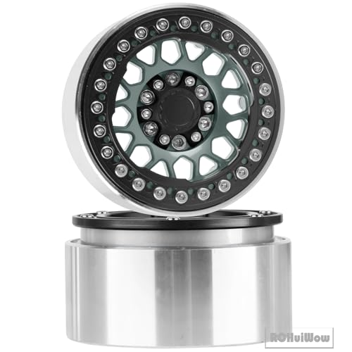 RC 1.9" Beadlock Wheels Rims for 1/10 SCX10 90046 AX103007 TRX4 TRX6 D90 VS4-10 MST CFX Gen8 Gen7 RC Crawler,Alloy Aluminium 1.9 rc Wheel Rim w/Rings,Titanium w/Black - color: Titanium(4pcs)