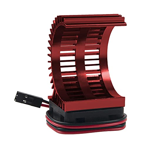 RC Motor Heatsink 540 545 550 Brushless Brushed Electric Engine Heat Sink with 5-6V Cooling Fan Compatible with Traxxas HSP HPI Wltoys Himoto Axial Tamiya 1/10 RC Crawler Truck Car (Red) - color: Red