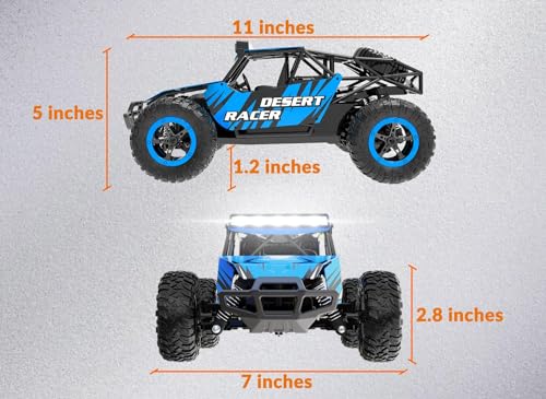 RACENT Remote Control Cars for Adults - 1:16 Scale 20kph Fast RC Truck All Terrain Off-Road Monster Truck for Adults with 2 Rechargeable Batteries (Blue) - color: Blue