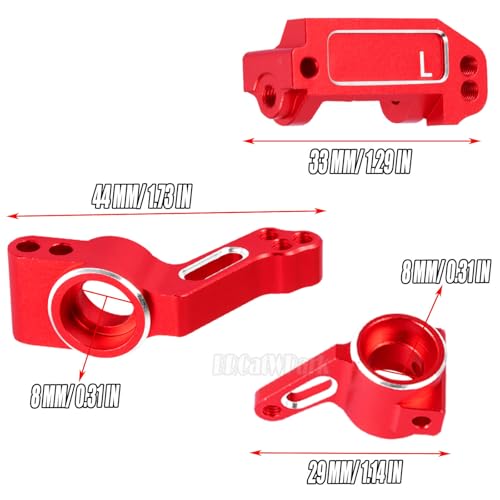 Aluminum Steering Blocks,C-Hubs Caster Block,Rear Stub Axle Carriers w/Bearings Upgrades Part for 1/10 Slash 2WD (VXL)/Rustler 2WD (VXL)/Stampede 2WD (VXL)/Bandit 2WD (VXL),Red - color: Red - (Steering Blocks)
