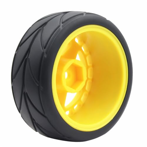 65mm 4PCS 1/10 RC On-Road tires and Hard Plastic wheels set Hex 12mm For WRC Drift Car Conversion 1/10 RC On-Road Car Traxxas Tamiya FW06 TT02 HPI HSP 94122 Kyosho W37 (Yellow) - color: Yellow