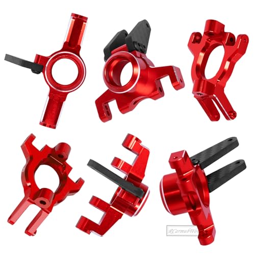 RC Alloy Aluminium Front Steering Blocks & Caster Blocks & Rear Stub Axle Carriers Upgrades Part for 1/10 Kraton 4S BLX,Outcast 4S BLX,1/8 Mojave 4S BLX,Red - color: Red(1set)