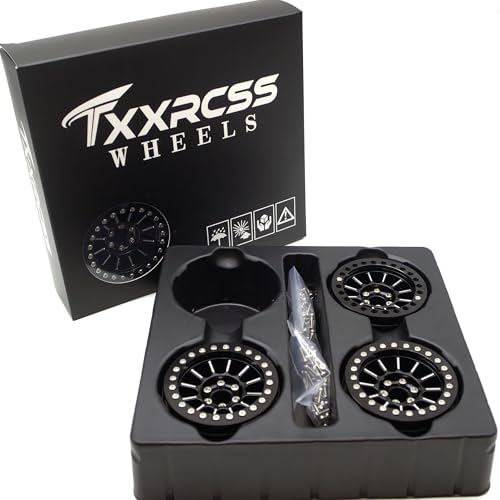 200g Super Heavy 2.2 Beadlock Wheels Rims for 1/10 RC Crawler 4pcs (Black) - color: Black