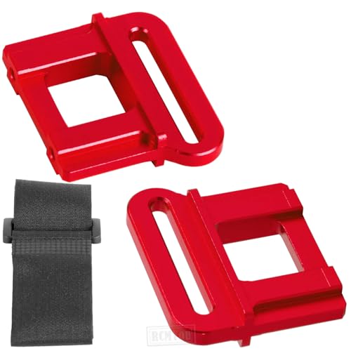 RC Tall Battery Holder Mount Hold Down Upgrades Part for 1/8 6S Maxx Slash / 4WD Sledge,Aluminium Battery Mounting Plate Tray Battery Holder Mount with Strap,Red - color: Red - (Upgrades)