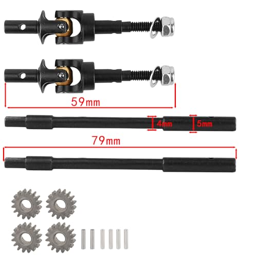 Hard Steel Front Portal Axle Shaft with Gear for 1/10 RC Crawler Car Axial SCX10 Portal Axle Metal Upgrade Part