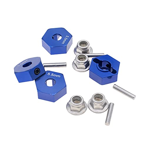 4Pcs Aluminum 14mm hex hubs Wheel adapters 6mm Thickness & M4 Flanged Lock Nuts for Arrma 1/10 Granite 4X4, Big Rock, Senton- Replacement of AR310871