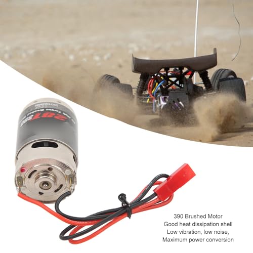 RC Brushed Motor,390 M Stainless Steel Low Noise Universal 28T Electric Brushed M for 1/16 1/18 RC Cars Boat JST Plug