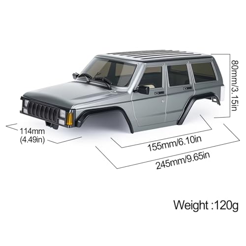 for TRX4M for Bronco for Defender for Cherokee 1/18 Body 155mm Wheelbase ABS Hard Top RC Crawler Modification Parts RC Car Toys Parts(Grey) - size: Grey