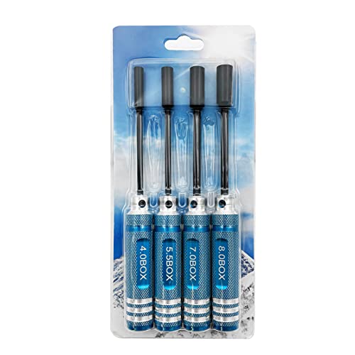 4Pcs Nut Driver Set RC Tool Set Hex Nut Driver for RC Vehicle RC Helicopters FPV Drones Cameras Appliances Repair 4mm 5.5mm 8mm 7mm Nut Driver (blue) - color: Blue