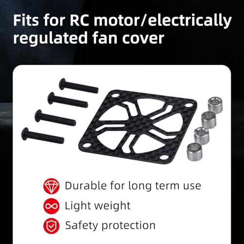 2Pcs RC Cooling Fan Cover, Carbon Fiber Electric Motor Cooling Fan Cover with Screw, Light Weight ESC Motor Heatsink Protector for RC Car Boat Truck Motor (30x30mm)