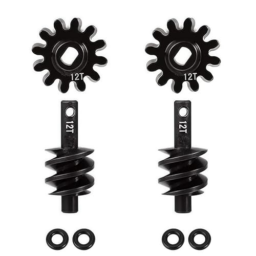 2pcs Steel Axle Differentials Gear 13T/2T Front and Rear Overdrive Differential Worm Gear for Axial SCX24 1/24 RC Crawler Truck Car Upgrades Parts Accessories (2T-12T) - color: 2t-12t
