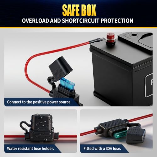 JHE Led Light Bar Remote Control Wire Harness Kit, Wireless Remote Control Wiring Harness Kit for LED Light Bar/Driving Light/Fog Light/Pod Light/Work Light, 16AWG