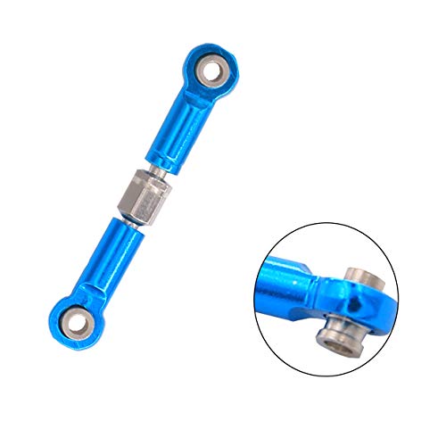 6PCS Adjustable Front Rear Aluminium Alloy Servo Link Steering Linkage Set Compatible with Wltoys 1/18 A959 A969 A979 K929 RC Hobby Model Car Upgraded Hop-Up Parts (Blue)