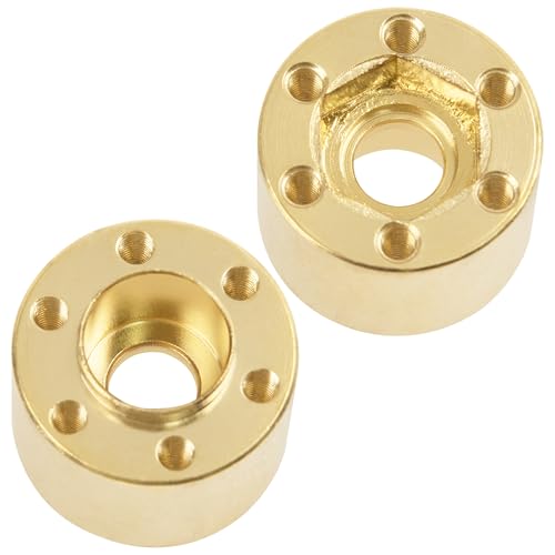 RC Brass Weights 12mm Hex Hub Extended Adapters for 1.9/2.2inch Beadlock Wheel Rim Compatible with Axial SCX10 90046 Redcat TRX4 Gen7 D90 CC01 1/10 RC Crawler (Yellow,15mm)
