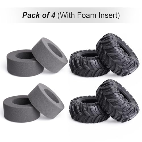HobbyPark 2.2 Mud Tires Crawler Tyres fit 2.2 Beadlock Wheels for Traxxas TRX4 Axial SCX10 II III Redcat Gen8 Gen7 Everest 10 Rock Crawling with Foam, 4Pcs