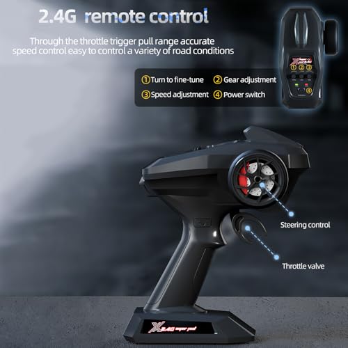 Brushless RC Cars for Adults, 1/16 Scale RC Truck, 55KM/H High Speed Remote Control Car, 2.4GHz 4WD All Terrains Off-Road RC Monster Truck with LED Light and 2 Rechargeable Battery - size: 2 Batteries