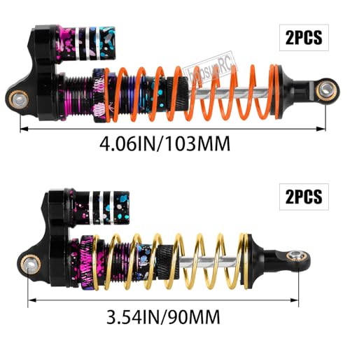 Upgrades Part Front Rear Assembled Full Metal Shocks Aluminum Big Bore RC Shocks Absorber Damper for 1/10 Slash/Rustler/Stampede/Bandit 4X4 4WD 2WD(VXL).colour(4PCS) - color: colour(4PCS)