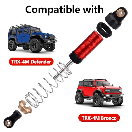 59mm Shocks Aluminum Shock Absorber for TRX4M TRX4MT 1/18 RC Crawler Threaded Oil Damper (Red) - color: Red