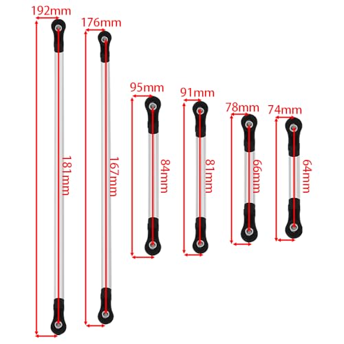 313/324mm LCG Girder Frame Hard Stainless Steel Linkage Link Rod End for 1/10 RC Crawler Axial SCX10 II III TRX4 Capra 1.9 UTB Metal Links Upgrades (TRX-4)