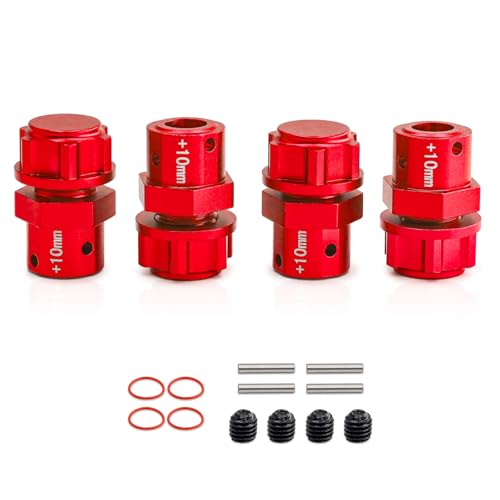 RC Wheel Hex 10mm Widen Wheel Hub Drive 17mm Hex with Anti-dust Cap Nuts 17mm Alum for Arrma Kraton Outcast Fireteam Mojave Infraction 6S Felony Limitless Upgrade Parts (Red)