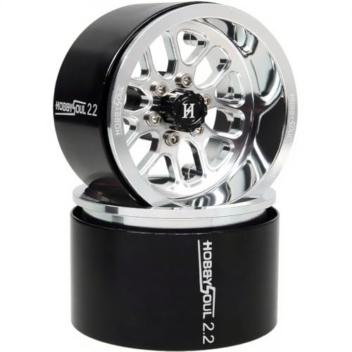 RC 2.2 Beadlock Wheels 40mm Wide 4-Pack Fits TRX4 SCX10 Capra | -11mm negative offset, Silver CNC aluminum rims with 12mm hex hub For RC 1/10 mud rock crawler trucks upgrades - color: Silver