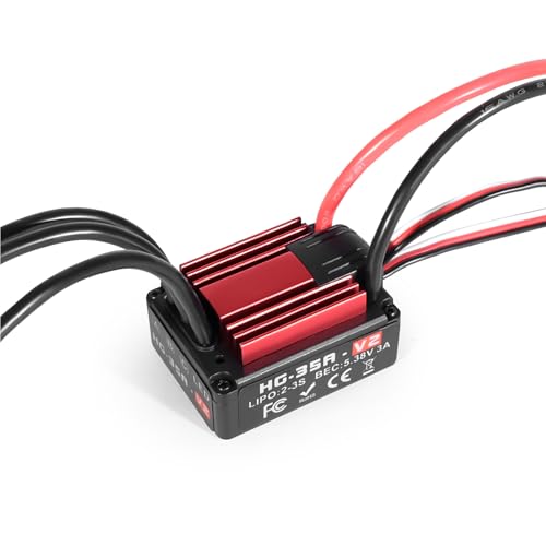 Brushless ESC Electronic Speed Controller, High Performance for 1/10 RC Crawler Cars (Red T Plug) - color: Red T Plug