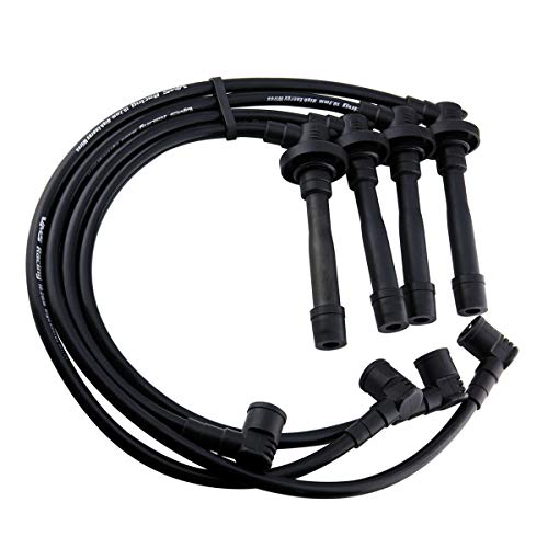 VMS RACING 93-97 Black Performance Ignition Spark Plug Wires Set Compatible with Honda Del Sol 1.5L & 1.6L D15 & D16 Sohc 1993-1997