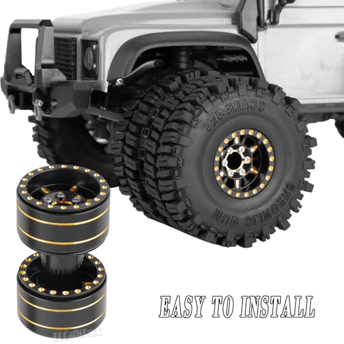 1.0 Beadlock Wheel Rims with Adjustable Offset for 1/18 Trx4m,1/24 SCX24 RC Crawler Car,RC Brass 1.0" Dually Beadlock Wheels Rims,RC Truck 7mm Hex Wheels Rims,4pcs