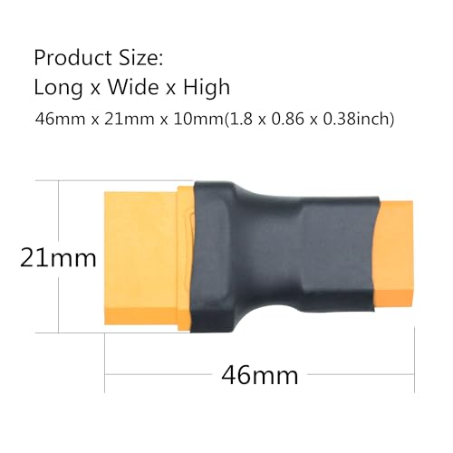 3Pcs XT60 to XT90 Converter Plug, no Wire Adapter Battery Connector Plug | XT60 Male to XT90 Male Battery Adapter Plug, Plug and Play, for RC Lithium Battery or Plug Converter - style: XT60 Male to XT90 Male - 3Pcs
