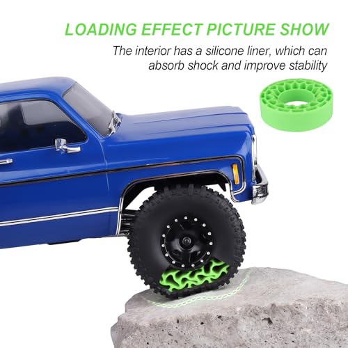 HobbyPark 1.0 Tires Silicone Inserts Foam fit 62-64mm*24mm for 1/18 1/24 Scale RC Crawler Trucks, Super Soft, 4pcs (Green) - color: Green (Large)