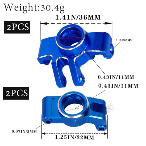 Upgrades Parts for 1/18 Granite Grom Mega 380 Brushed 4x4 Monster Truck RTR,Aluminum Front Steering Block Knuckles & C-Hubs Caster Blocks & Rear Hubs Hops Up,4PCS Navy Blue - color: Blue(4pcs)