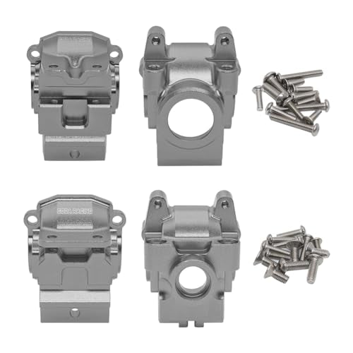 Alloy Front&Rear Differential housing Gear Box for Traxxas 1/10 4X4 Rustler Stampede Hoss Slash 4WD VXL-Replaces Part 6880 6881 - color: Titanium