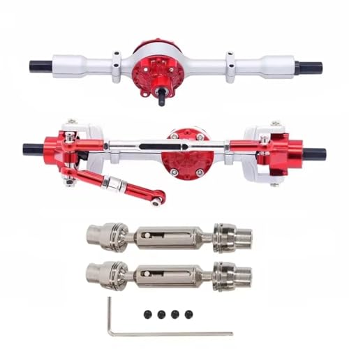 Metal Front and Rear Axle Assembly with Drive Shafts Set for WPL C14 C24 C34 C44 C54 B14 B24 1/16 RC Crawler Truck Upgrades Parts (Silver) - color: Silver