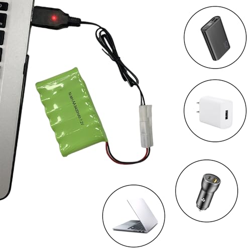 9.6V NiMH/NiCd Battery Charger Cable with Standard Tamiya Plug Compatible RC Car RC Tank RC Plane RC Boat and Other Remote Control Toys for Universal 9.6V Lipo Battery USB Charger