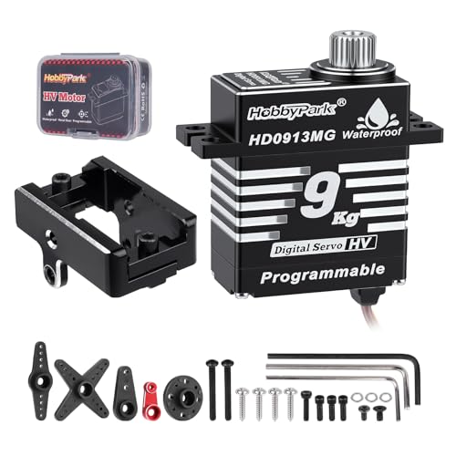 HobbyPark Waterproof for TRX4M Servo with Servo Mount Bracket and Aluminum Servo Horn Arm Set 9kg High Torque Metal Gear Digital Servo Motor Steering Servo fit 1/18 TRX-4M Crawler Car Upgrades Parts