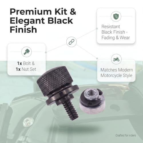 2PCS Motorcycle Seat Bolt Screw Rear Mount Screw Kit, Aluminum Alloy Quick-Release Fender Seat Hardware Kit, Compatible with Harley Davidson Sportster Touring Softail Dyna 1996-2024 (Black)