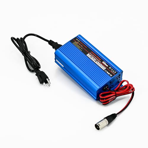 Unocho 24V 5A Battery Charger Maintainer 4-Stage Smart Lead-Acid Charger with 3-Pin XLR Connector Power Switch and LED Display for Wheelchairs Mobility Scooters AGM Gel SLA VRLA