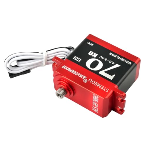 70KG High Torque Servo Brushless RC Digital Servo BLS-HV70MG All-Metal IP67 Waterproof Steering Motor for 1/8 1/10 RC Helicopter Airplane and Buggy Car, 270° Control Angle - style: Red 70KG - 270 Degree