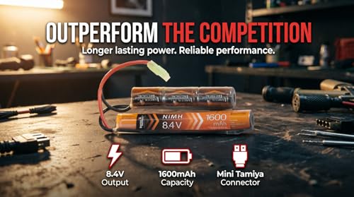 Lancer Tactical Two Pack of 8.4V 1600mAh NiMH Nunchuck Battery, Stick/Butterfly Pack with Mini Tamiya Connector