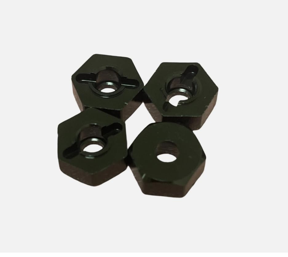 4pcs 12mm Aluminum Wheel Hex Nut Hub Adapter for HSP 102042 02100 Himoto 4WD 1/10 RC Car (Black) - color: Black