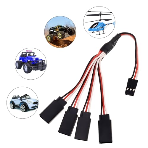6Pcs 3 Pin JST Plug Splitters Servo Cord Wire, 15cm Male to 4 Female Y Harness Connector Servo Extension Cable Fit for Futaba JR RC Car or Airplanes (Male to 4 Female) - size: Male to 4 Female