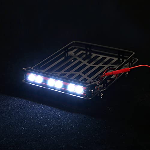 KYX Racing Metal Roof Rack 132x103mm w/LED Lamp Upgrades Parts Accessories for RC Crawler Car SCX10 II 90046 90047 SCX10 III Traxxas TRX4 TRX6 Redcat Gen8 Scout II