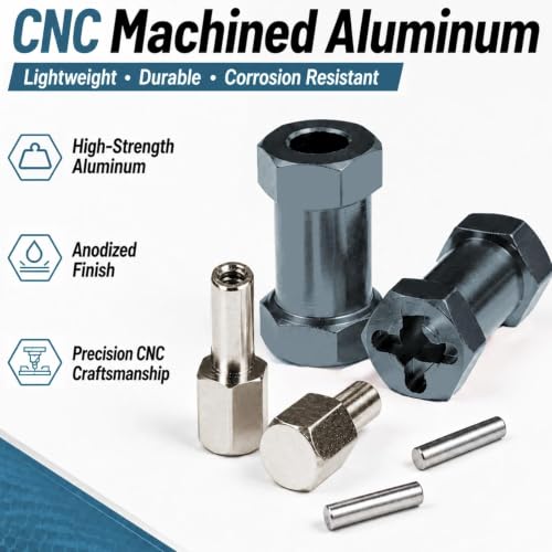 4PCS 12mm Hex Hub 25mm Aluminum Extension Hex for Axial SCX10 D90 90046 | 25mm CNC Wheel Hex Extenders for 1/10 RC Crawlers Redcat Gen7/Gen8 CC01 RC4WD Wider Stance & Tire Clearance with M4 Nuts Pins - color: Titanium