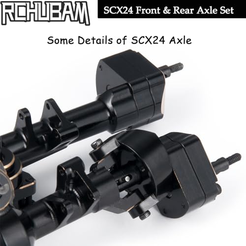 RCHUBAM RC Front & Rear Axle Set Metal Complete Axle with Steering Weights for 1/24 Axial SCX24 RC Crawler Deadbolt C10 Upgrades Accessories Part (Complete Axle Set) - style: Complete Axle Set