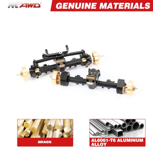 RCAWD Full Metal Front Rear 12mm Longer Portal Axles Assemblies for Axial SCX24 AXI90081 AXI00001 AXI00002 AXI00005 AXI00006 Portal Axle Upgrade Parts(Black)