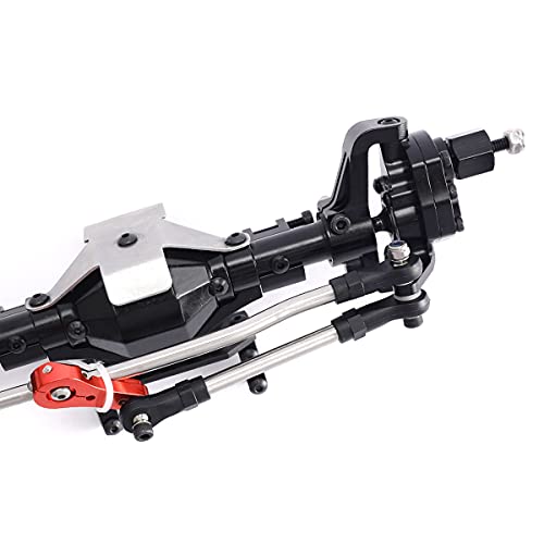 Aluminum Front / Rear Portal Axles Set for 1/10 Axial SCX10 II 90046 90047 RC Crawler Car (Black) - color: Black