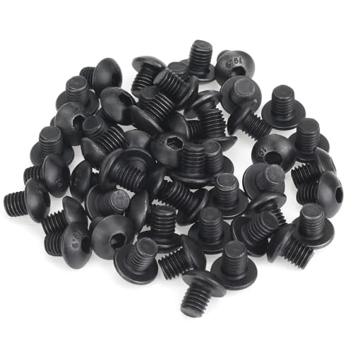 55 Pieces M5 x 6mm Button Head Socket Cap Screws, Thread Pitch 0.8mm, Sutemribor M5 Black Screws, 10.9 Grade Alloy Steel, Black Oxide Finish, Fully Threaded - size: M5 x 6mm, style: Button Head