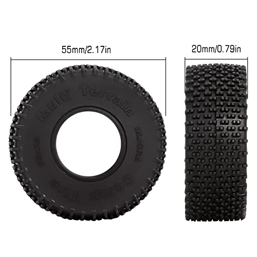 INJORA 1.0 55 * 20mm All Terrain Comp Pin Tires for 1/18 1/24 RC Crawler