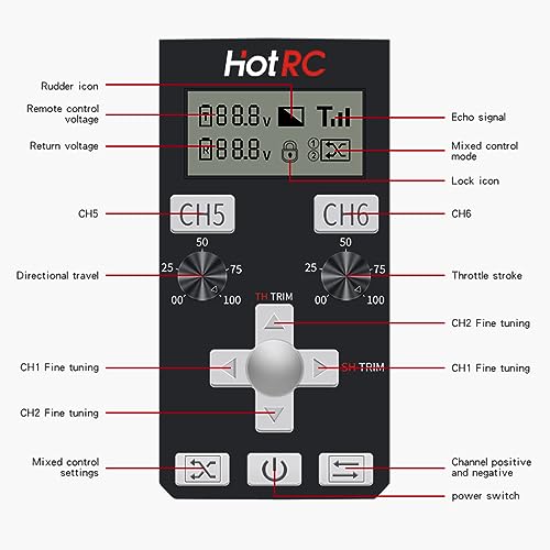 HOTRC CT-6A RC Transmitter and Receiver 6 Channel 2.4ghz Hand Controlled RC Car Boat Tanks Remote Controller (CT-6A)