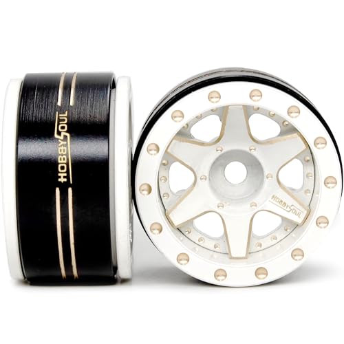 HOBBYSOUL Adjustable Offset 1.0 Beadlock Wheels Rims Negative Offset Brass Heavy 1.0 Wheels 38g/Rim for RC Micro Crawler 1/18 TRX4M Axial SCX24 90081, (4-Pack) - color: White